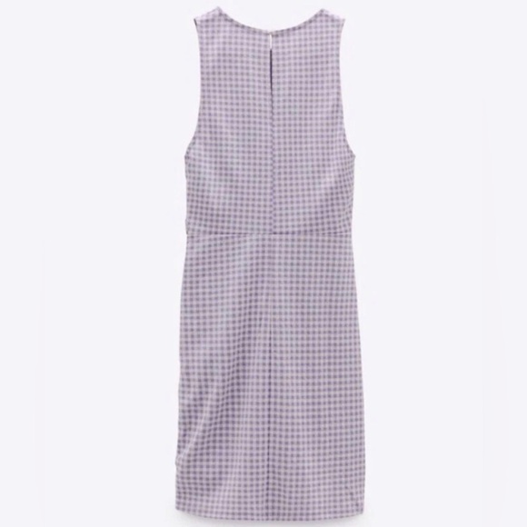 ZARA Gingham Check Side Ruched dress mini super cute NWT Sleeveless size med - Picture 6 of 11